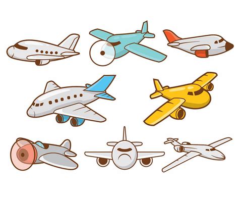 Cartoon Airplane Vector Set Vector Art & Graphics | freevector.com