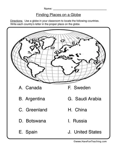 Label The Globe Worksheet