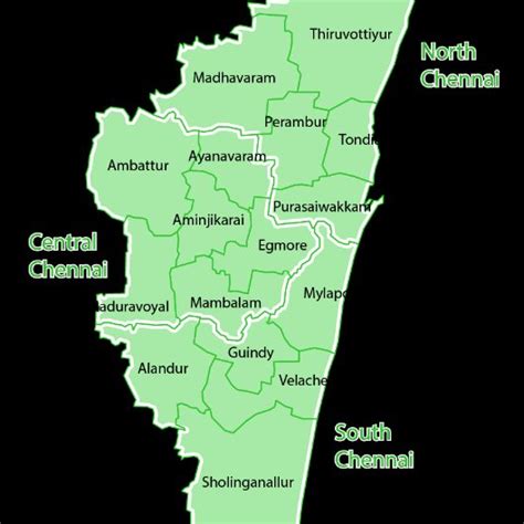 Chennai district map The city's population is 7,088,000. The area is ...