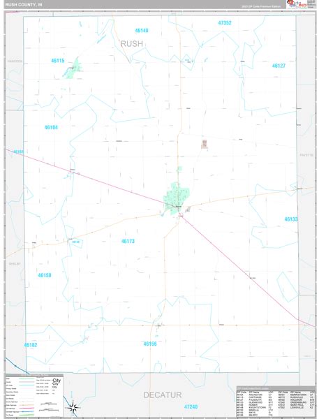 Rush County, IN Wall Map Premium Style by MarketMAPS - MapSales