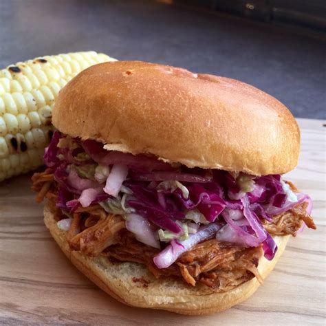 BBQ Pulled Chicken Sandwich with Tangy Slaw • Good Thyme Kitchen