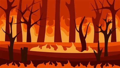 Fire in the forest. Burning wildfire 2254850 Vector Art at Vecteezy