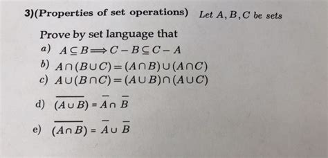 Solved 3)(Properties of set operations) Let A, B,C be sets | Chegg.com