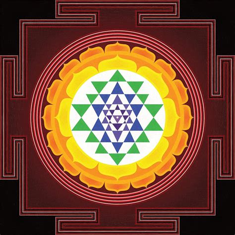 Sri Yantra, Shri Yantra, Shri Chakra, Original Newari Pauva, Thangka Painting On Canvas 13x13 ...