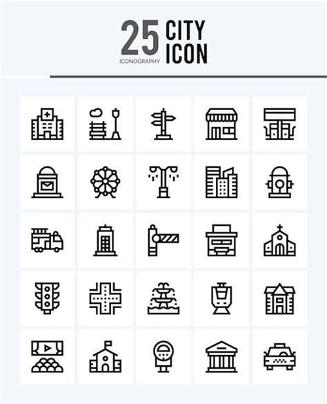 Premium Vector | 25 City Outline icons Pack vector illustration