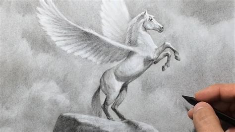 Pegasus Charcoal Drawing - YouTube