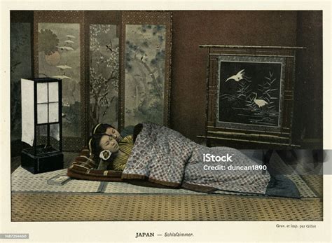 Two Women Asleep On A Japanese Tatami Or Futon Sleeping Mat Takamakura ...