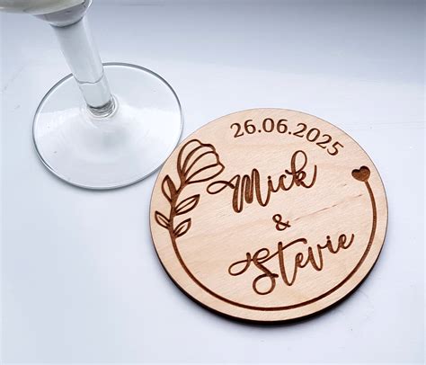 Engraved wedding coasters personalized rustic wedding coasters | Etsy