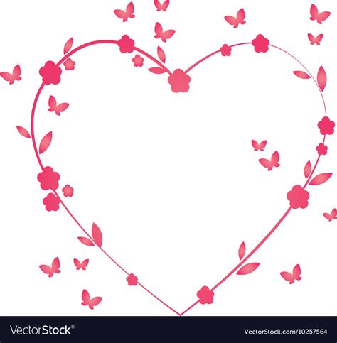 Love heart floral butterfly flower pink Royalty Free Vector