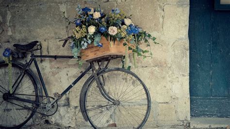 Download Bike With Flowers Vintage Aesthetic Laptop Wallpaper ...