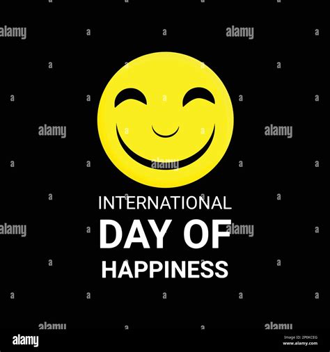 International Day Of Happiness. Vector illustration with yellow smiley on black background Stock ...
