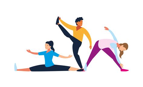 people doing stretching and strength exercise 1915369 Vector Art at ...