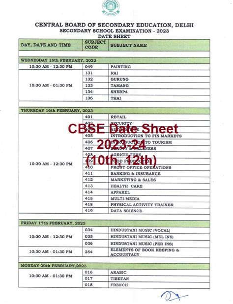 CBSE Date Sheet 2024- Class 10th, 12th Exam Schedule