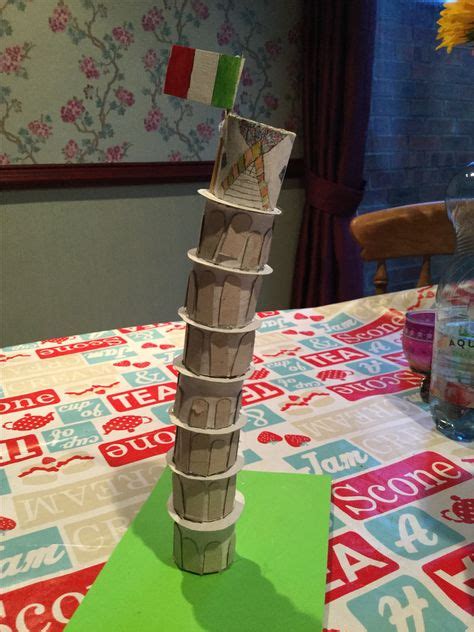 Leaning tower of Pisa - made out of kitchen roll and cardboard discs ...