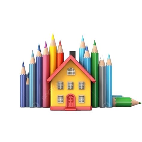 Pencil Color And The Place Cartoon Style 3d Render Illustration, Pencil ...