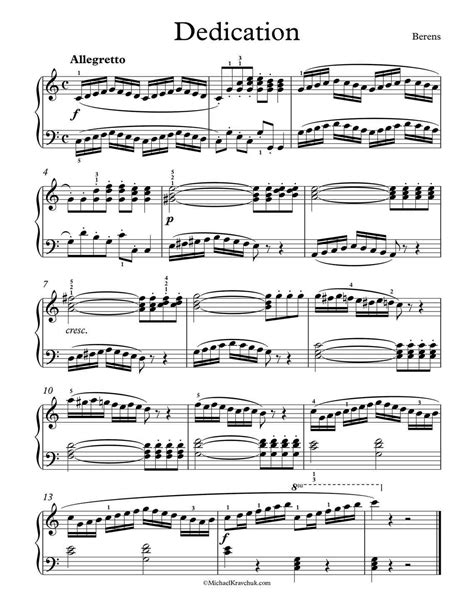 Free Piano Sheet Music - Dedication - Berens. Enjoy! Violin Lessons, Singing Lessons, Singing ...