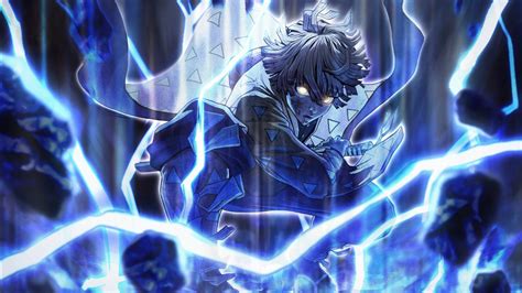 demon slayer zenitsu agatsuma around blue lightning with black ...