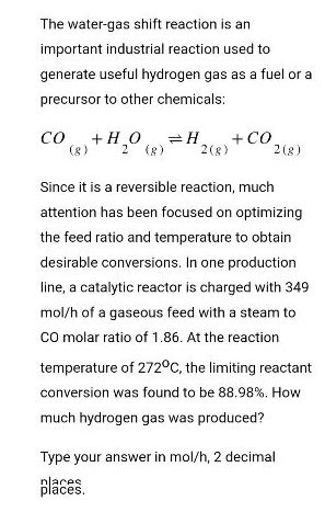 Answered: The water-gas shift reaction is an… | bartleby