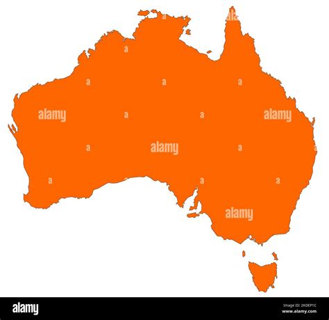 Map of Australia filled with orange color Stock Photo - Alamy