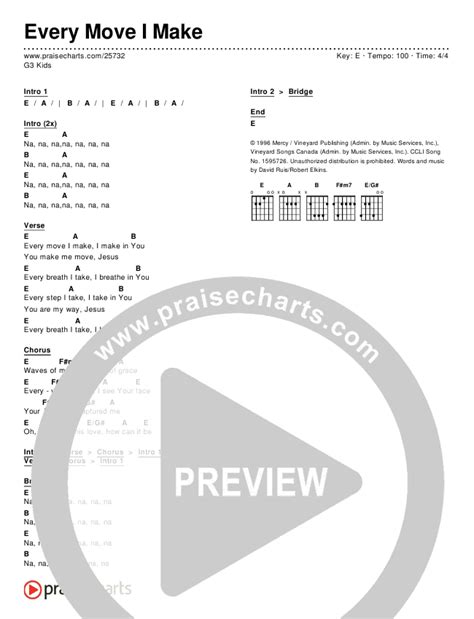 Every Move I Make Chords PDF (G3 Kids) - PraiseCharts