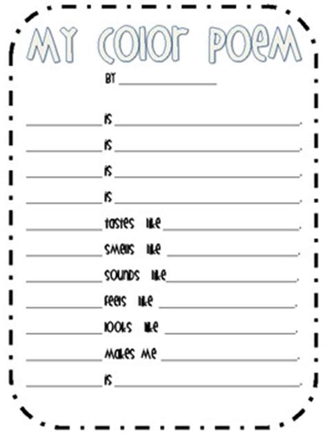 Color Poem Template by Paula Prince | Teachers Pay Teachers