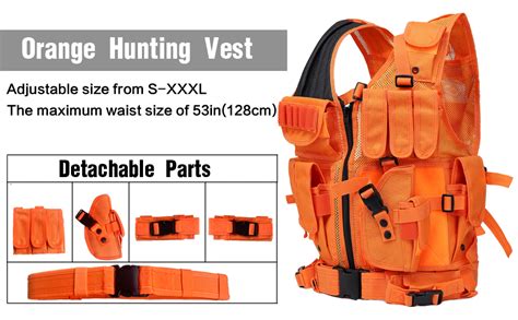 GNNFIC Bright Orange Hunting Vest Miliary Tactical Molle Airsoft Vest Outdoor Combat Traning for ...