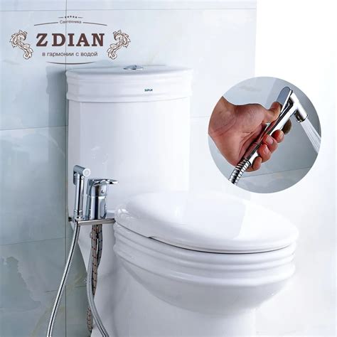 New Solid Brass Chrome Handheld Bidet Toilet Portable Bidet Shower Set With Hot and Cold Water ...