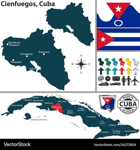 Map cienfuegos cuba Royalty Free Vector Image - VectorStock