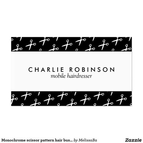 Monochrome scissor pattern hair business card | Modern business cards, Hair business cards ...