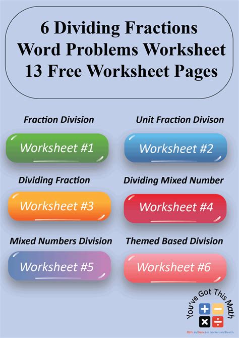 6 Free Dividing Fractions Word Problems Worksheet | Fun Activities