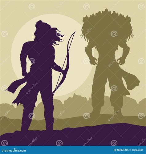 Rama and ravana dussehra stock vector. Illustration of lord - 253376965