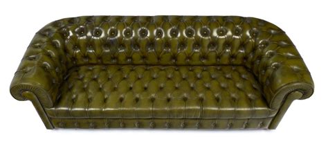 Vintage Green Leather Chesterfield Sofa at 1stdibs