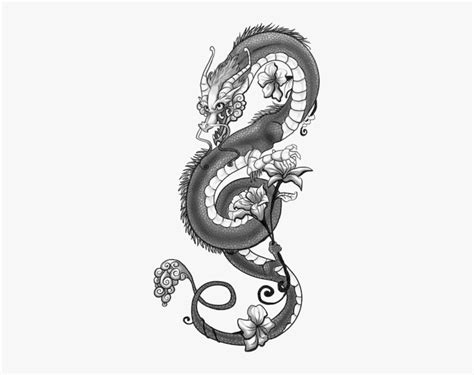 Tattoo Japanese Dragon Drawing Chinese Dragon - Dragon With Flower ...