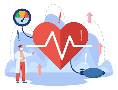 Free Vector | Tiny doctor and heart of patient with high blood pressure. Medical checkup at ...