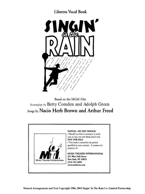 Singin' in The Rain Script | PDF | Entertainment (General)