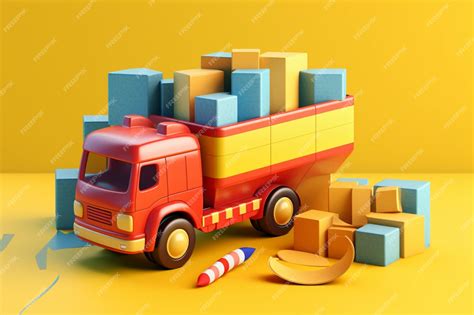 A toy truck with boxes on the back is labeled as a box. | Premium AI-generated image