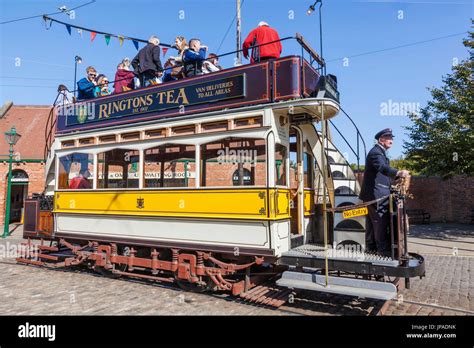 England, County Durham, Beamish Open Air Museum, Historic Tram Stock ...