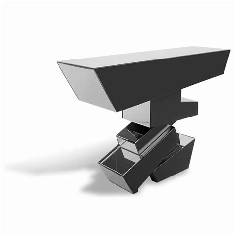 Console Tables * | Zuri Furniture Modern Naxos Console Table Mirrored Glass Finish Sharp ...