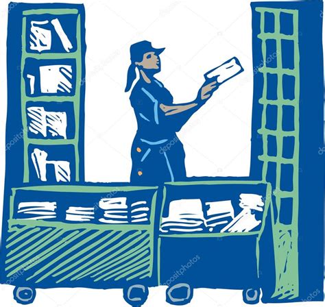 Postal Worker Sorting Mail — Stock Vector © ronjoe #29464773