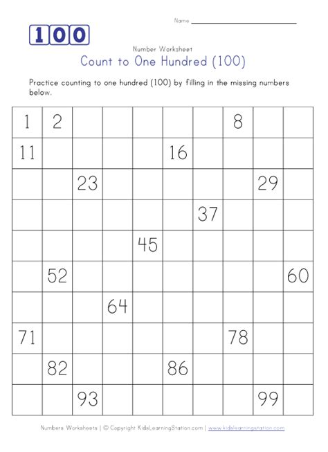 Count to 100 Worksheet | Homeschool math, Kids math worksheets, Kindergarten math worksheets