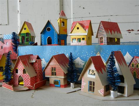 Vintage Christmas Sleepy Village Cardboard by PeppermintBark