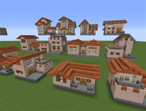 Building villager houses with 2 or 3 boxes. 12 designs X 2 styles = 24 ...