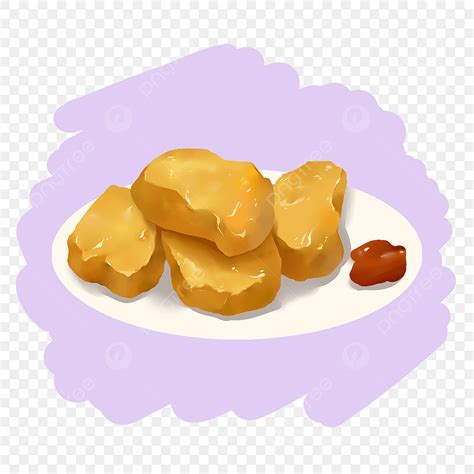 Nuggets And Fries PNG Picture, Hand Drawn Anime Material Food Fast Fried Chicken Nuggets, Food ...