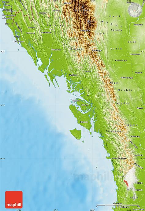 Physical Map of Arakan (Rakhine)