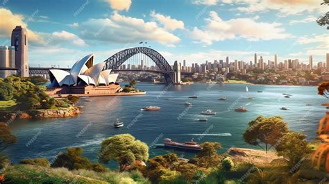 Premium AI Image | A painting of sydney harbour bridge and sydney ...