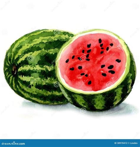 Watermelon. Watercolor Illustration Stock Illustration - Illustration of life, natural: 38970412