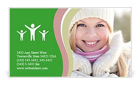 Winter Portrait Of Young Woman With Blonde Hair Business Card Template & Design ID 0000087553 ...