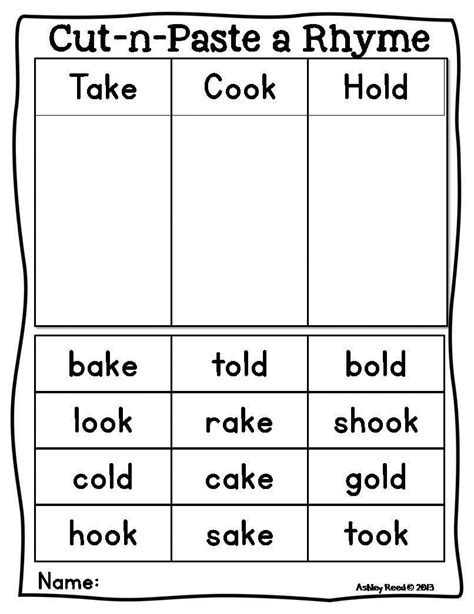 Rhyming Worksheets For Kindergarten Cut And Paste — db-excel.com