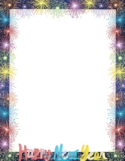 Printable New Year Fireworks Page Border