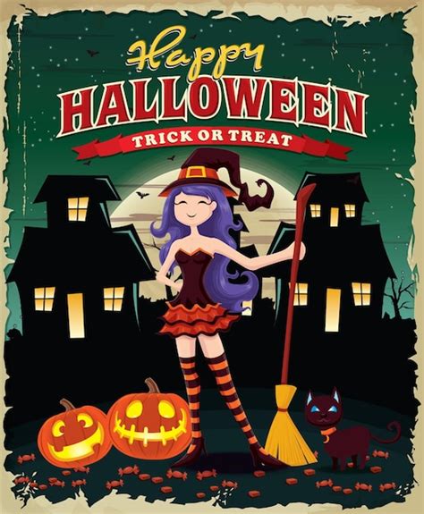 Premium Vector | Vintage halloween poster design